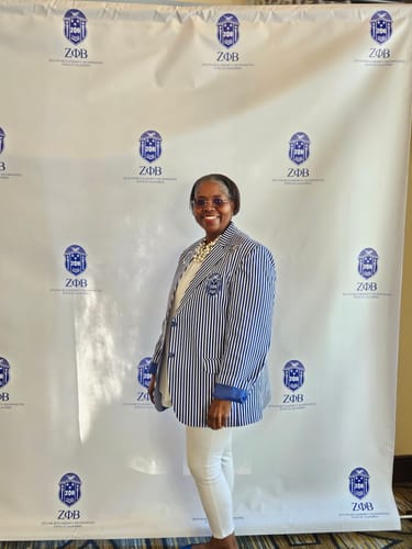 Customer photo review of Zeta White Striped Blazer