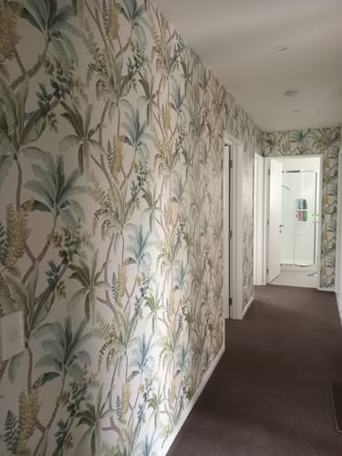 Customer photo review of Saranda - Palm Oasis Wallpaper - Green/Cream