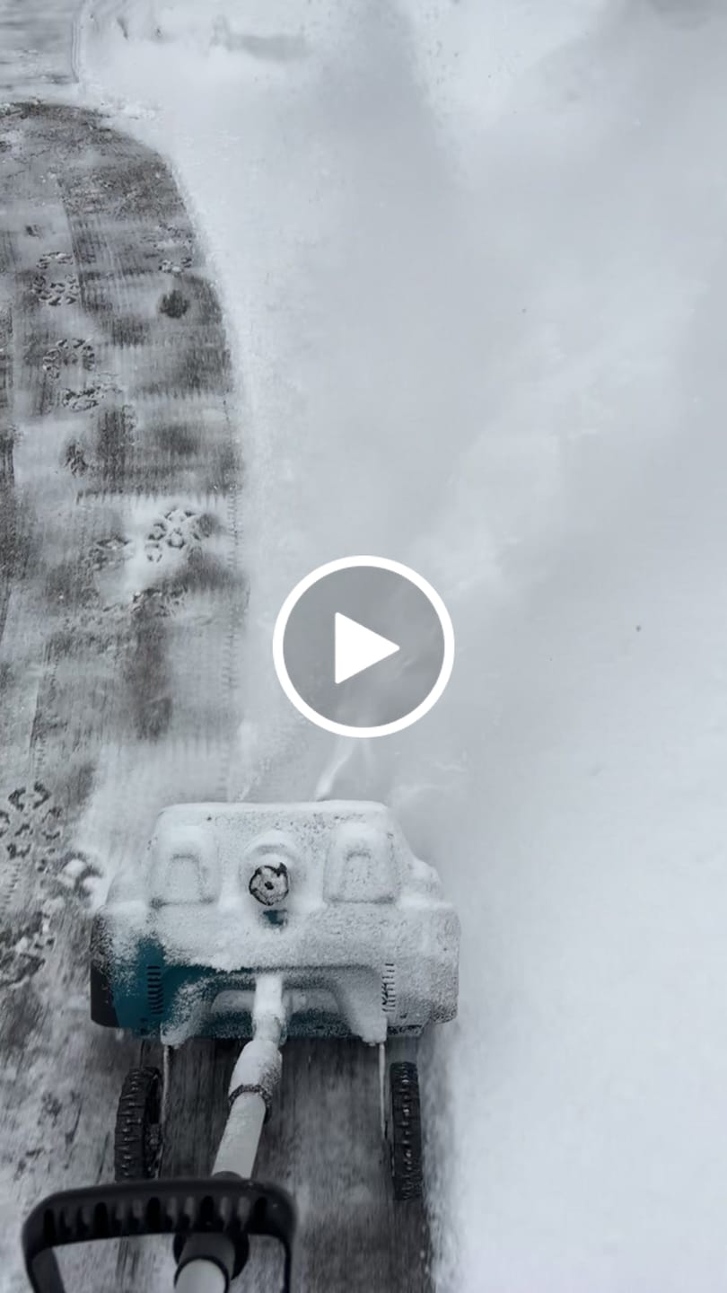 Customer video review of ONEVAN 12" Brushless Cordless Snow Shovel Foldable with Wheels | For Makita 18V Battery