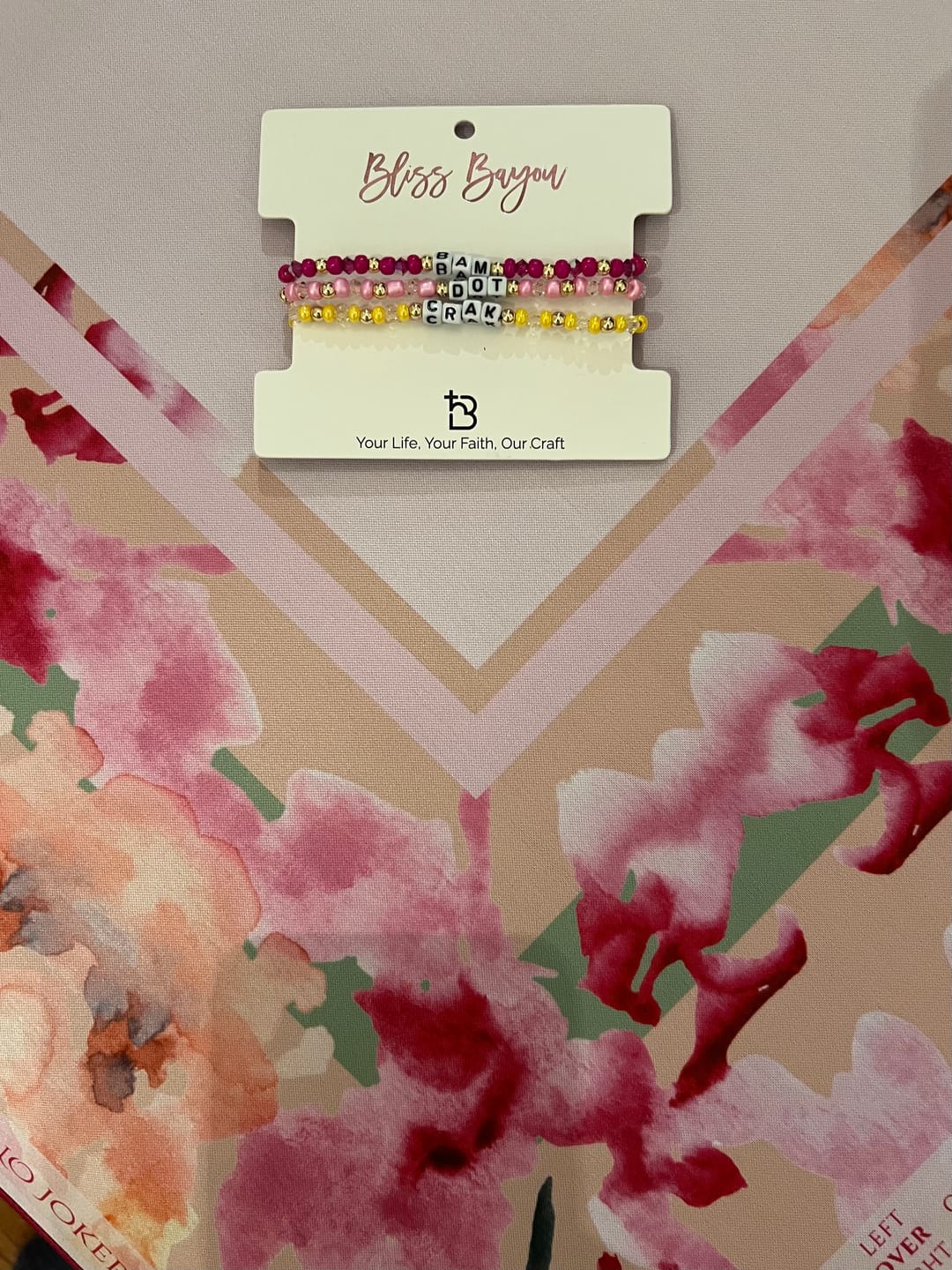 Customer photo review of Pink Orchids Mahjong Bracelet Set