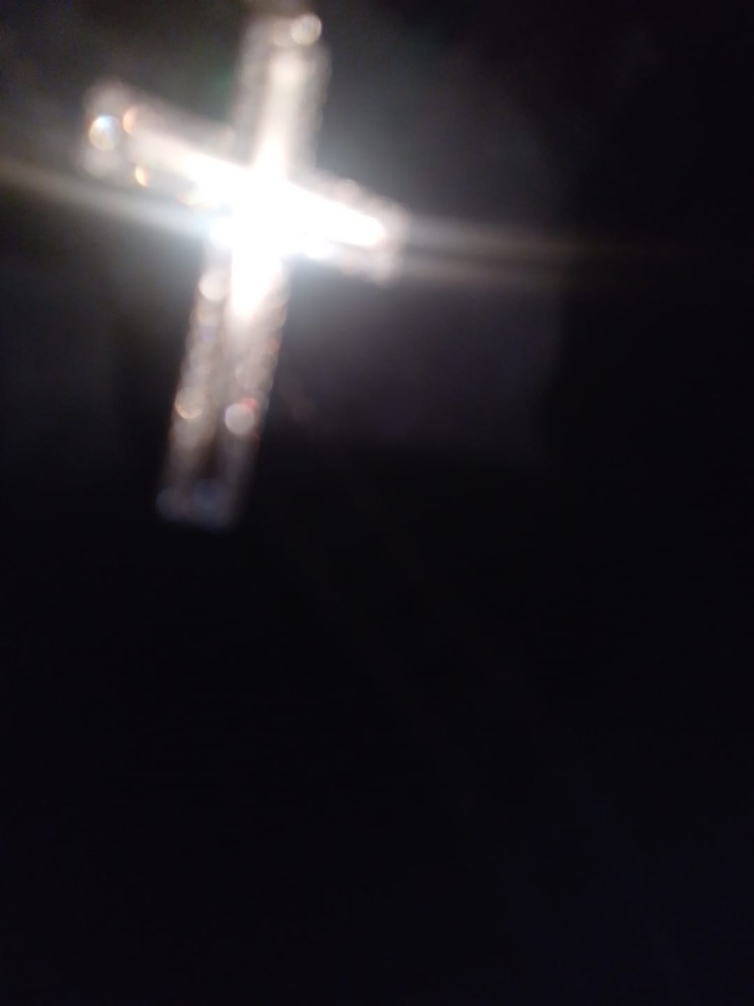 Customer photo review of ICED CROSS PENDANT - White Gold