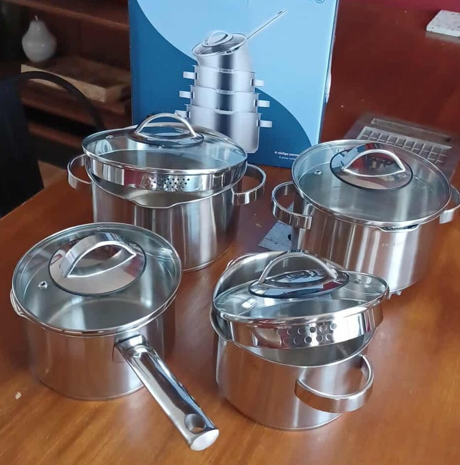 Customer photo review of Sola Pannenset Pearl 4-Delig RVS - Downdraft geschikt - Kookpan ø 16, 18, 20 cm & Steelpan ø 16 cm - geschikt voor alle warmtebronnen