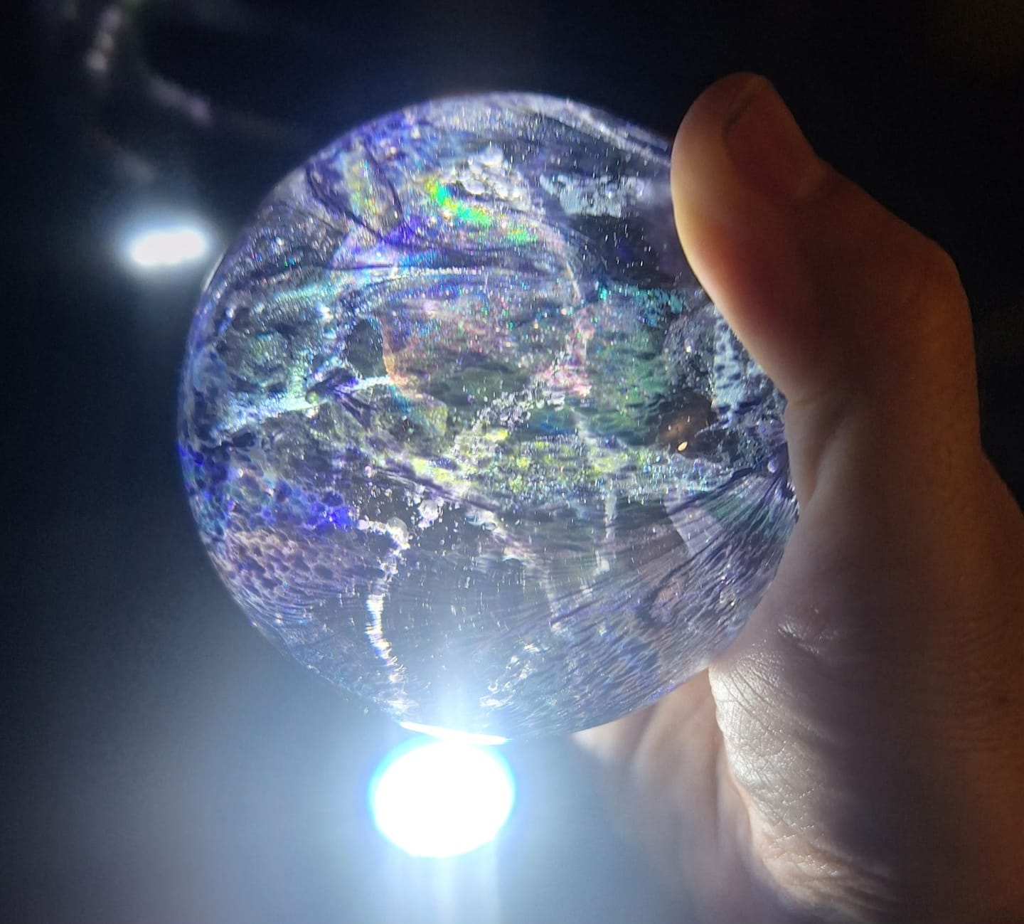 Customer photo review of Dichroic Explosion Orb with Cremation Ash
