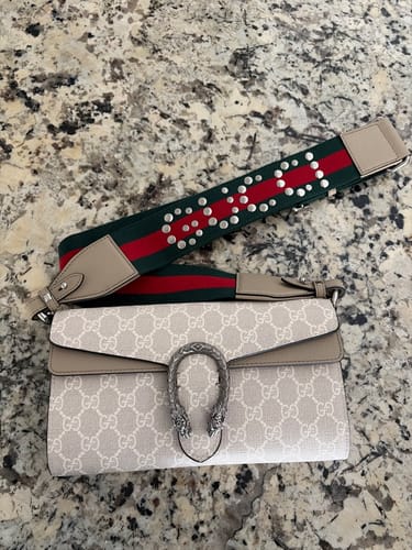 Customer photo review of DIONYSUS GG 25 SMALL RECTANGULAR BAG IN BEIGE CANVAS