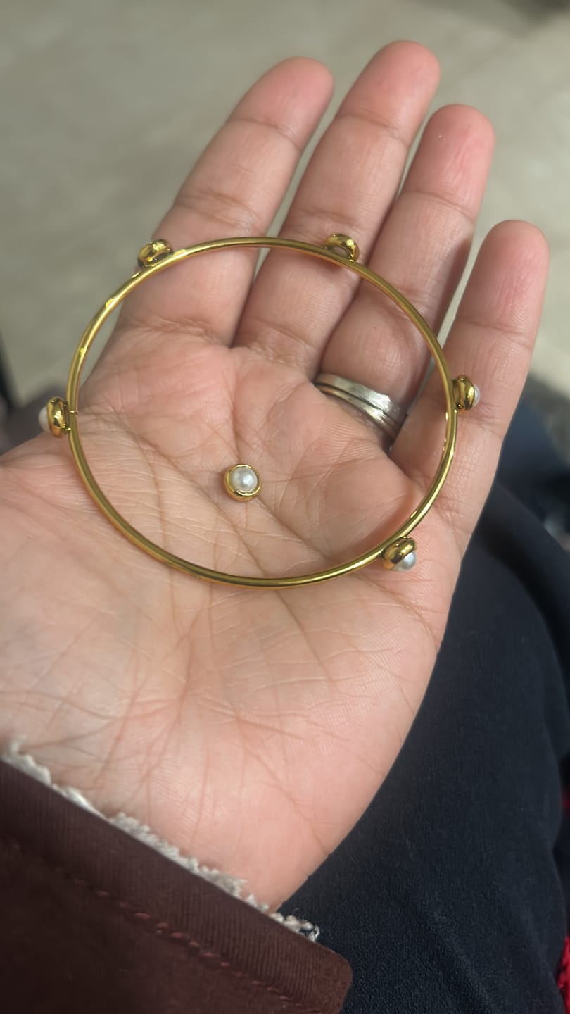 Customer photo review of Sleek Pearl Accent Bangle Bracelet