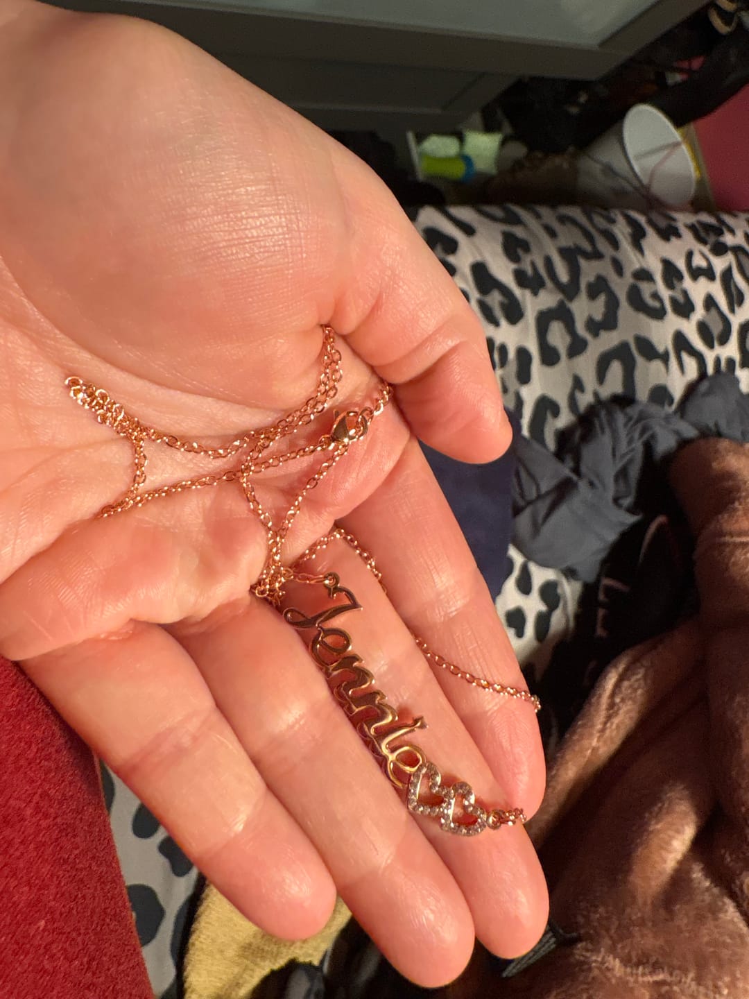 Customer photo review of Iced Hearts Name Necklace