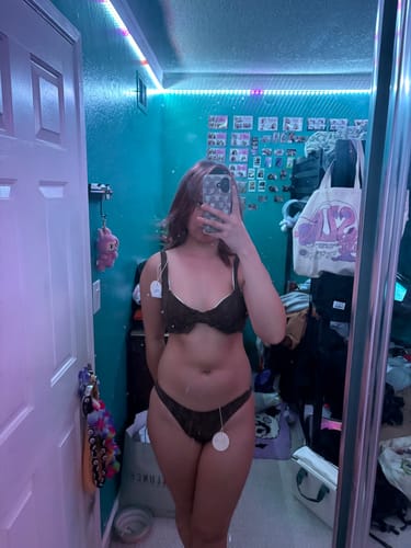 Customer photo review of Deep Coffee Recycled Fabric Eyelet Jacquard Tied Underwire Bikini Top