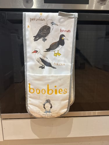 Customer photo review of Boobies Oven Glove