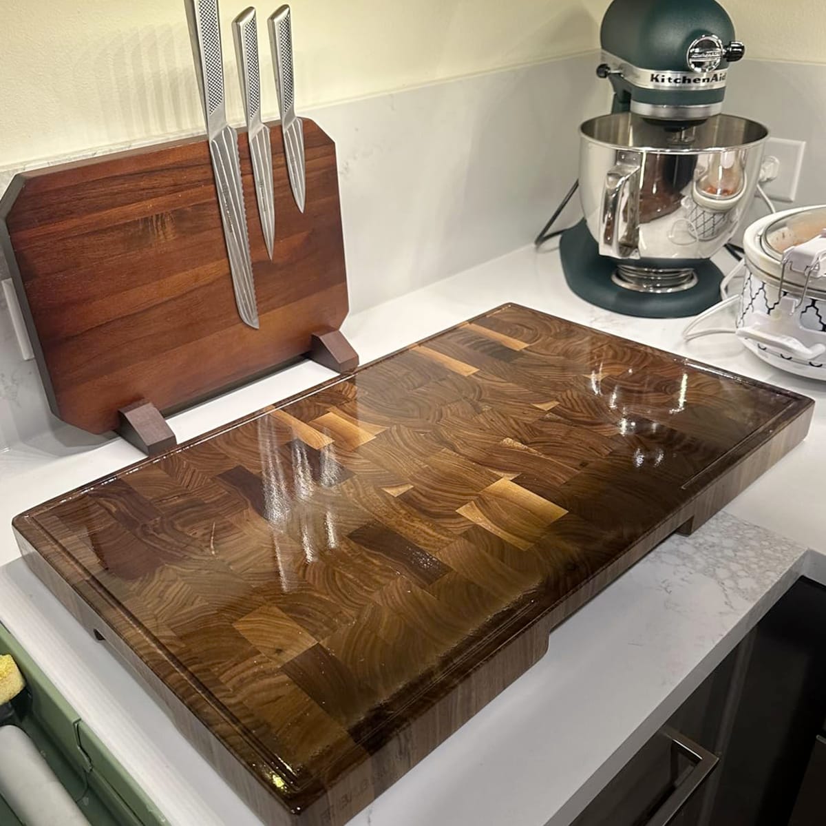 Customer photo review of American Black Walnut Wood - End Grain - Oil & Plate Included