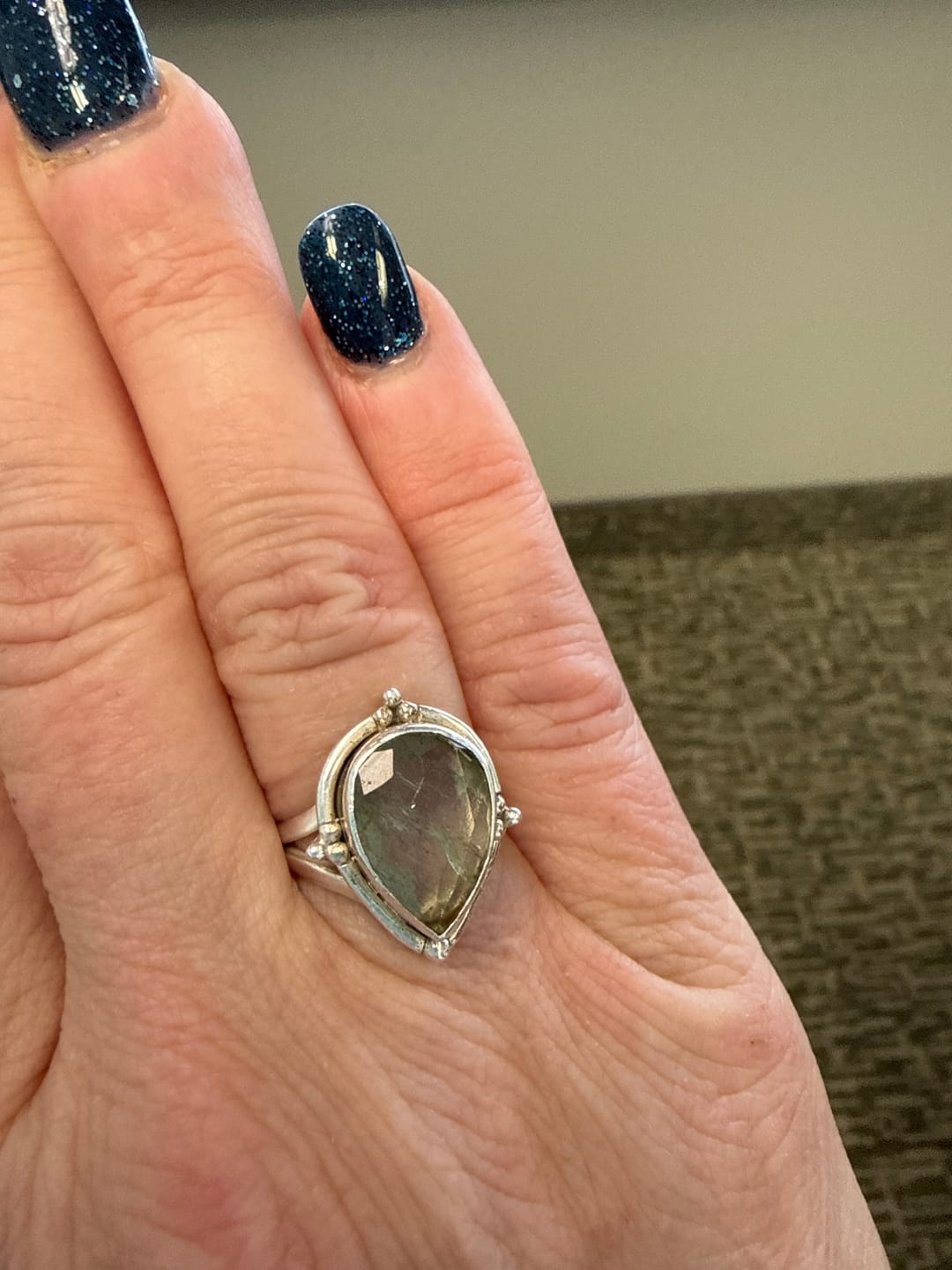 Customer photo review of Teardrop Aquamarine Ring Sterling Silver
