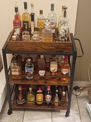 Customer photo review of Τρόλεϊ Μπαράκι Βοηθητικό Τραπεζάκι Kαρότσι Μπαρ Kουζίνας Τρόλει Σερβιρίσματος Ράφι Κουζίνας vintage σκούρο καφέ LR-C72X