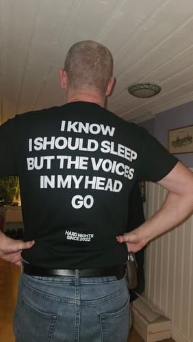 Customer photo review of Voices in my head (Basic Shirt)