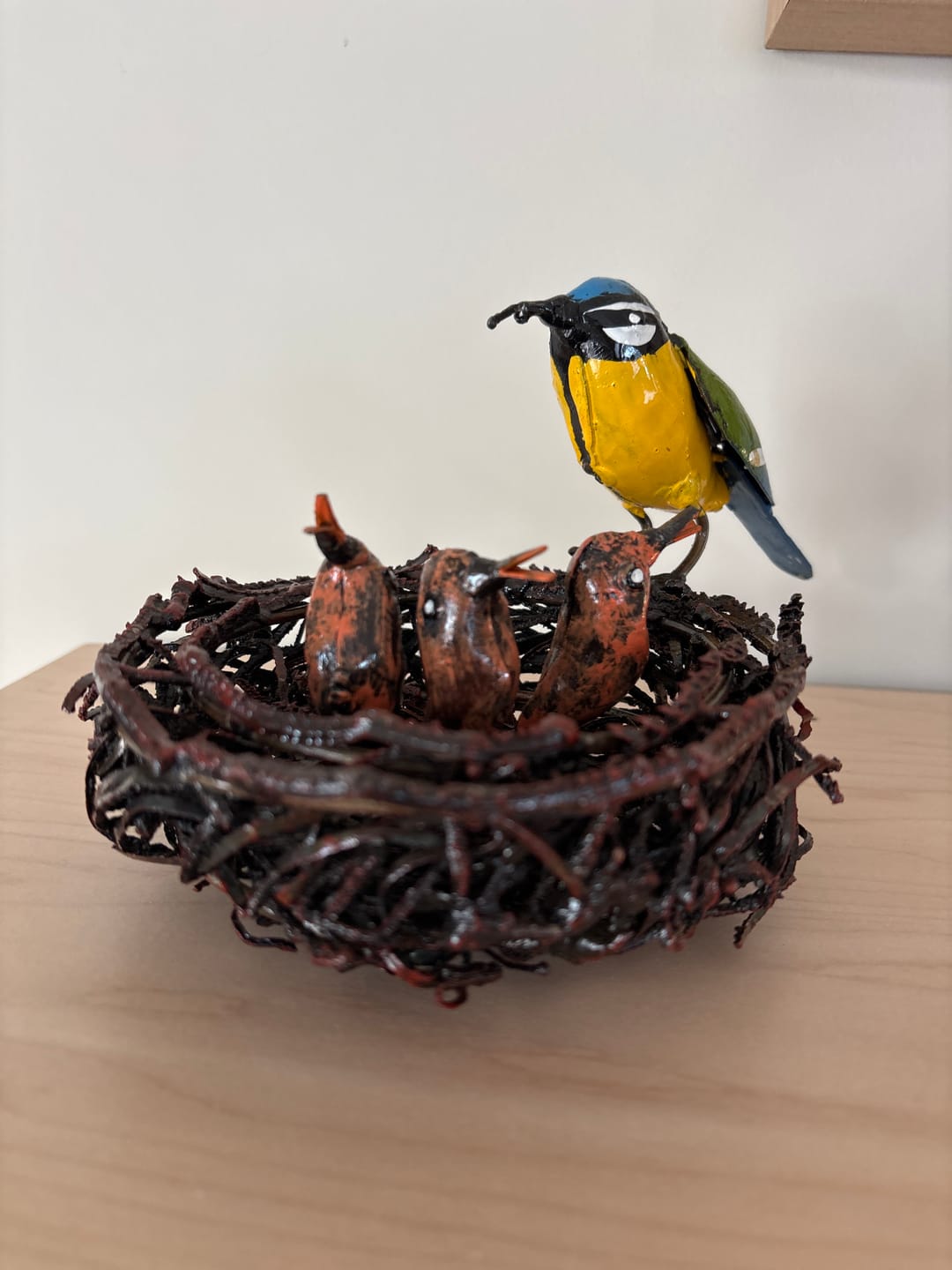 Customer photo review of Recycled Metal Mama and Baby Birds in Nest