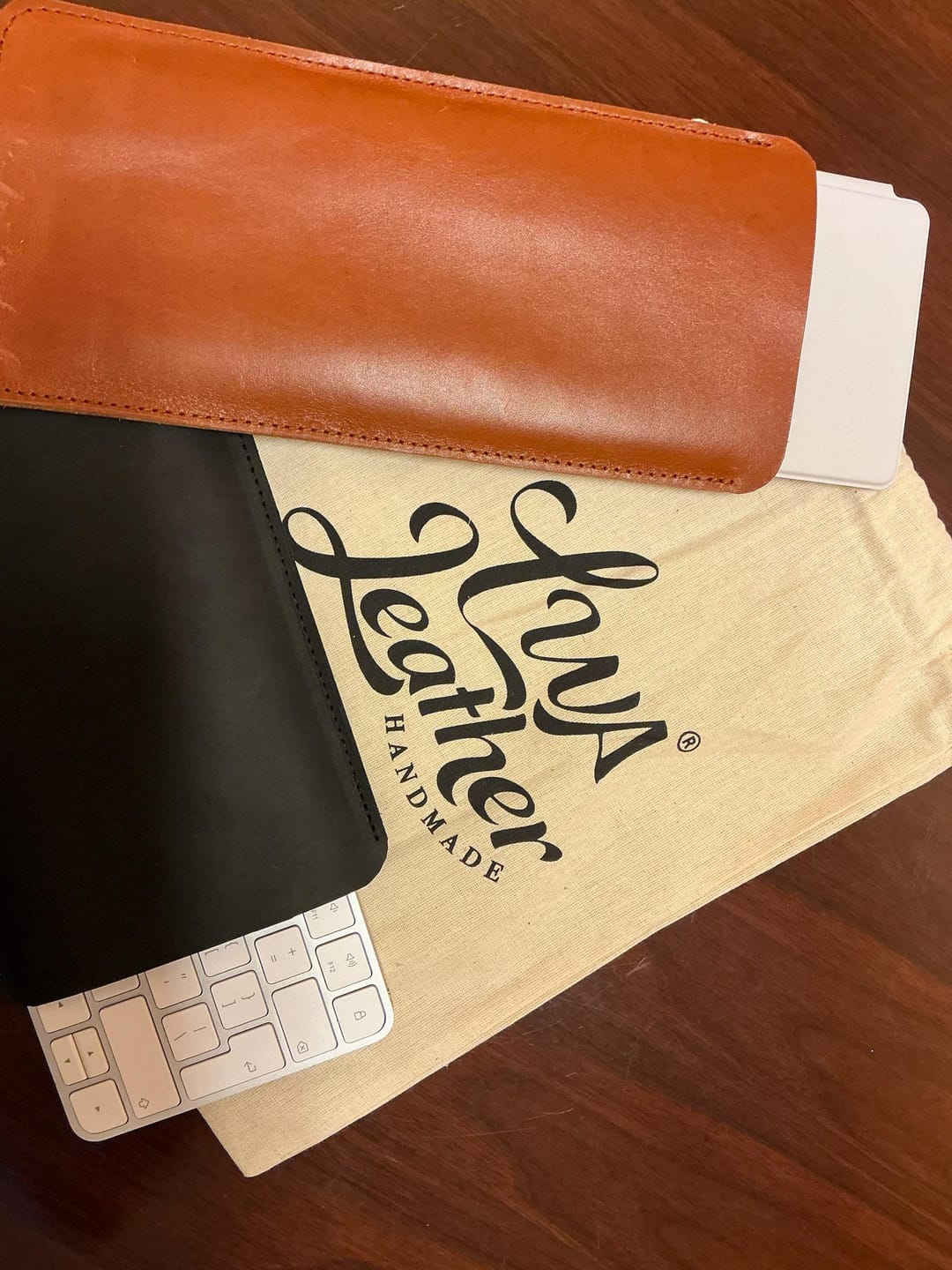 Customer photo review of Distressed Leather Keyboard Sleeve, Handmade Apple Keyboard Slim Case, Numeric Keyboard Sleeve, Apple Keyboard Touch ID Cover