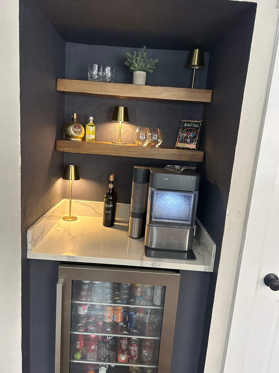 Customer photo review of Distressed 3" Thick Floating Shelves