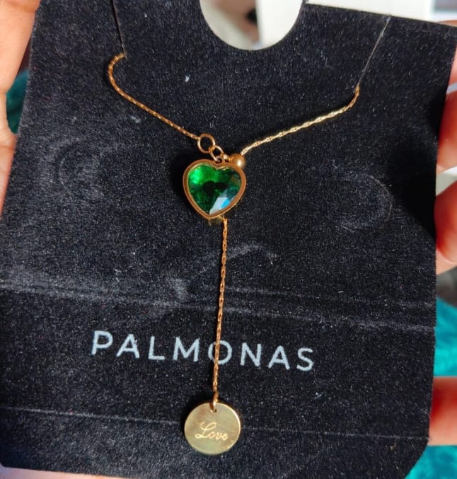 Customer photo review of Emerald Love Necklace