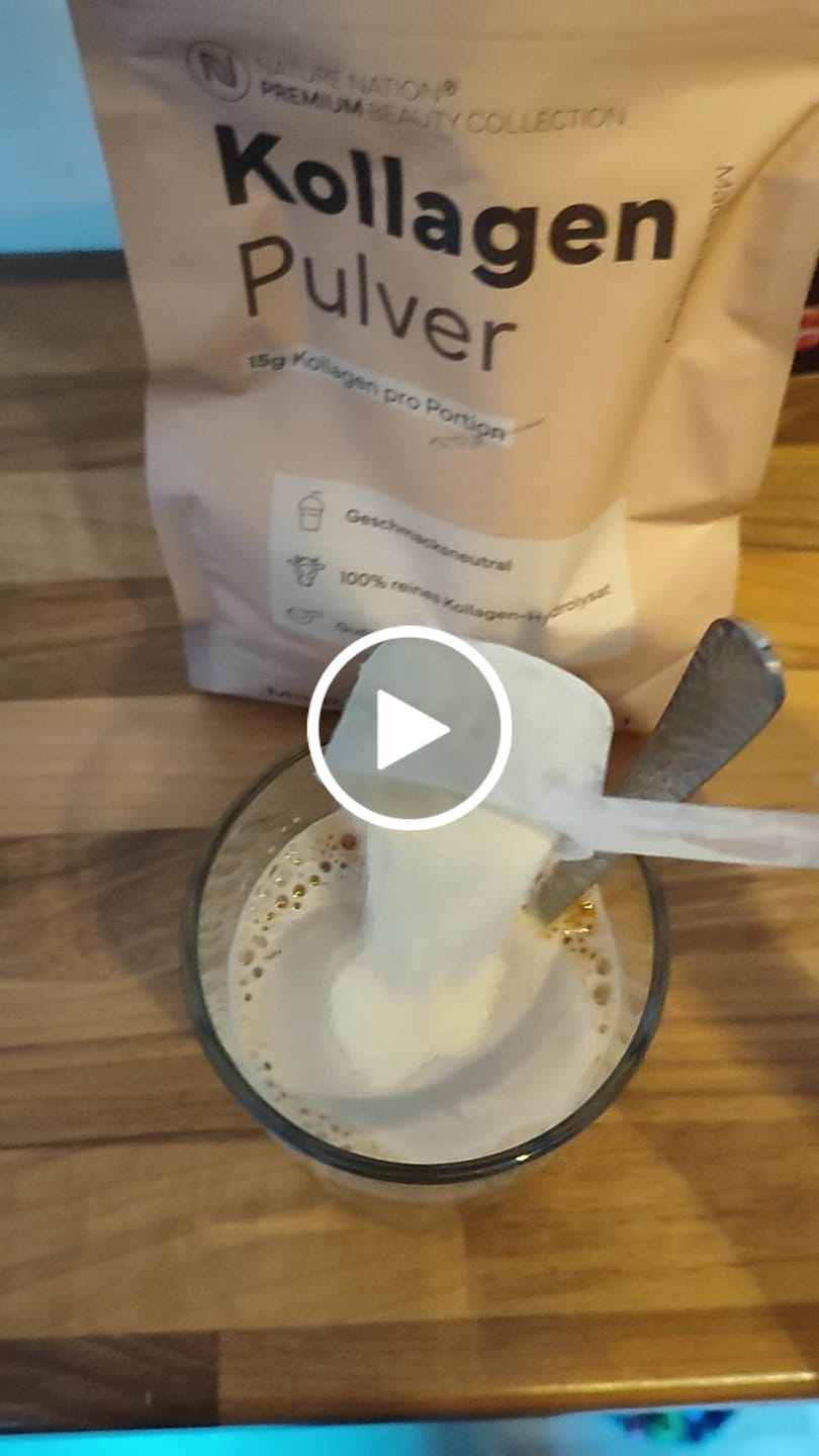 Customer video review of Kollagen Pulver Hydrolysat, 450g - 100% Peptide Typ I, II & III, geschmacksneutral & leicht löslich