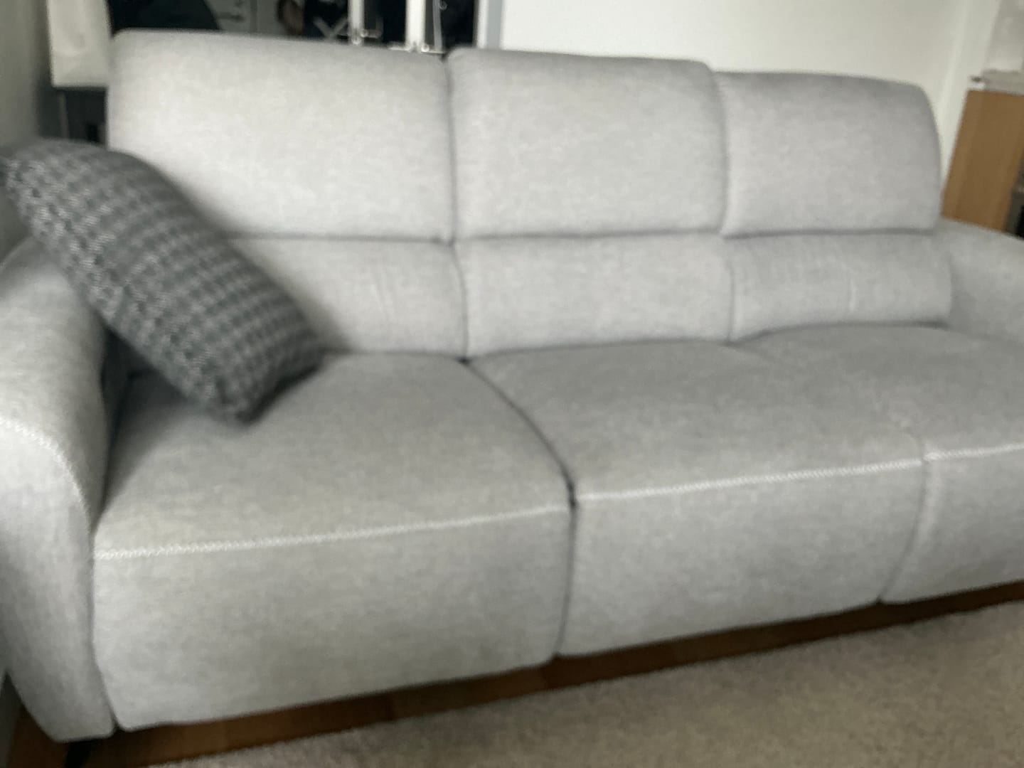 Customer photo review of AeroStretch Power Zero Wall Hugger Reclining Sofa with Drop Down Table Tray