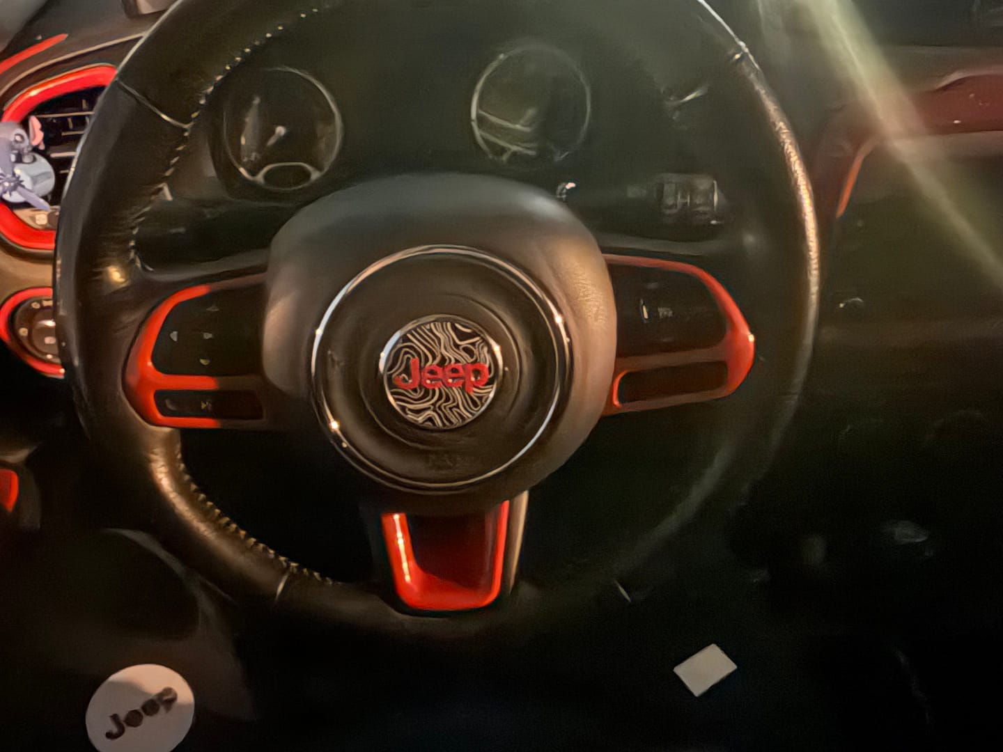 Customer photo review of Topographical Map Print Steering Wheel Decal for Jeep
