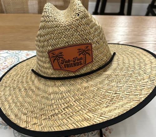 Customer photo review of Custom Straw Hats Leather Patches
