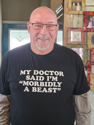 Customer photo review of Morbidly a Beast T-Shirt