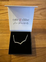 Customer photo review of Hope 18k White Gold Plated V Pendant Linear Necklace with Swarovski Crystals