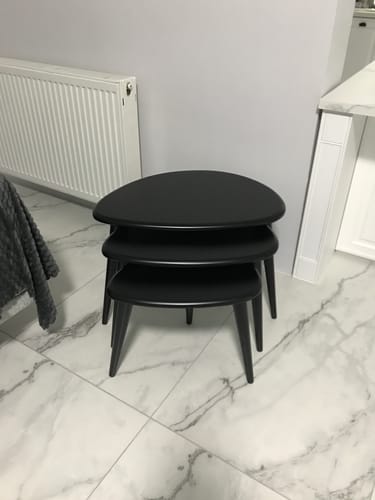 Customer photo review of Ahşap Zigon Sehpa Takımı - Mat Siyah 3'lü Set