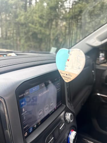 Customer photo review of Engagement Ornament - Custom Map & Photo Gift Heart-shaped Ceramic Ornament