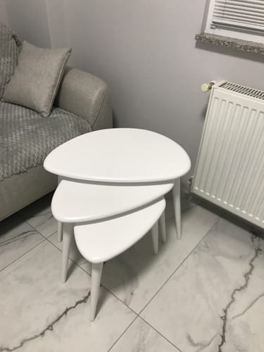 Customer photo review of Ahşap Zigon Sehpa Takımı - Mat Beyaz 3'lü Set