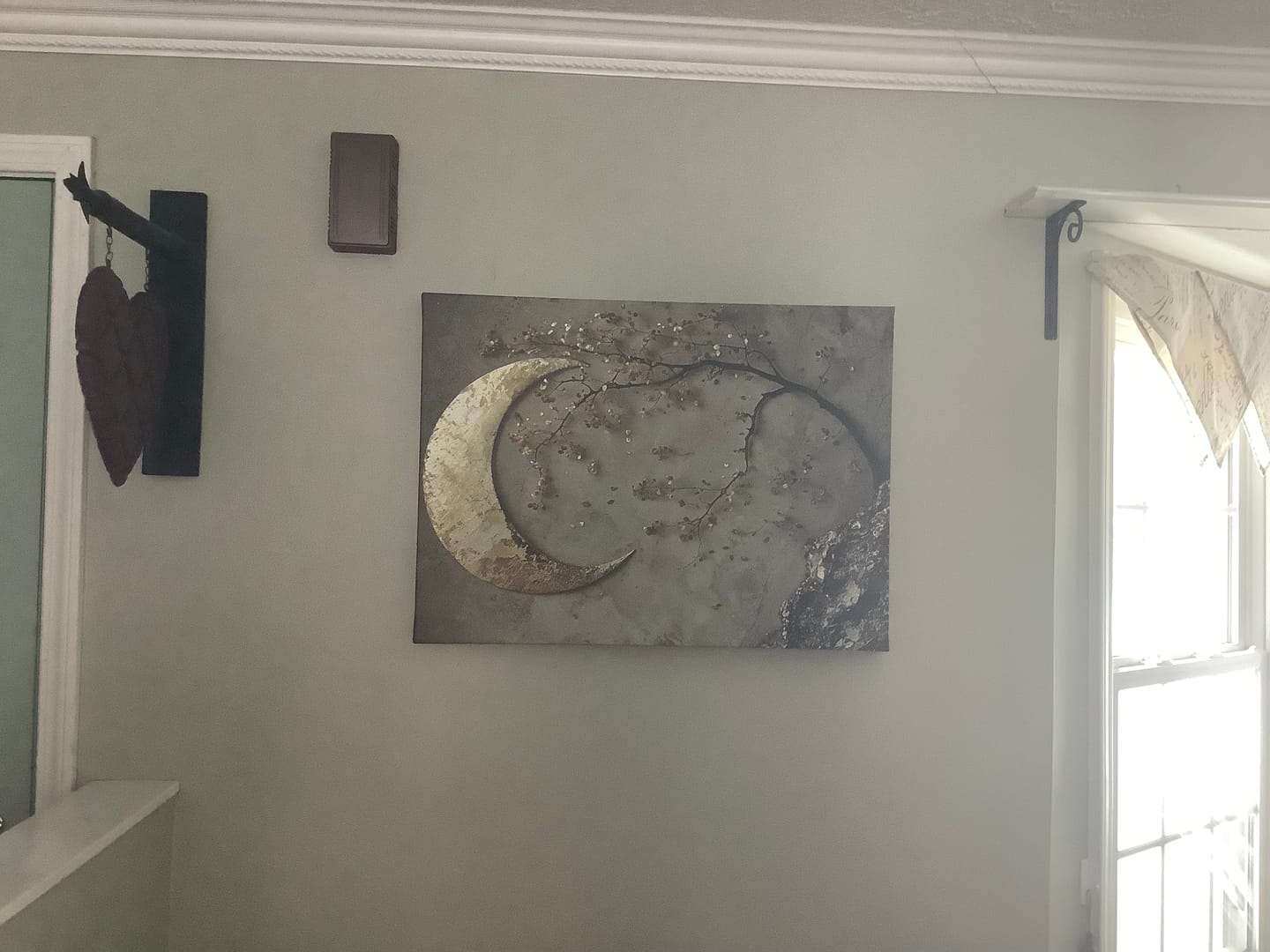 Customer photo review of Enchanted Moonrise Wall Art – Crescent Moon and Blossoming Branch Canvas