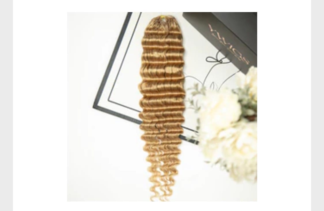 Customer photo review of #27 Honey Blonde Deep Wave Human Crochet Hair