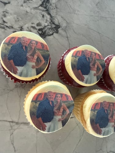 Customer photo review of 15 x 5 cm Pre-cut Standard Cupcake Custom Edible Icing Images