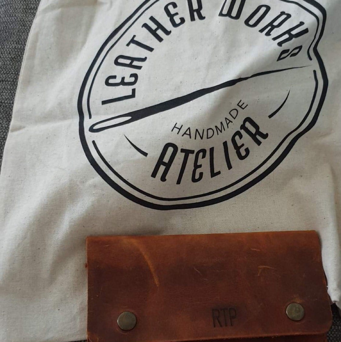 Customer photo review of Distressed Leather Tobacco Pouch: Handmade Tobacco Case