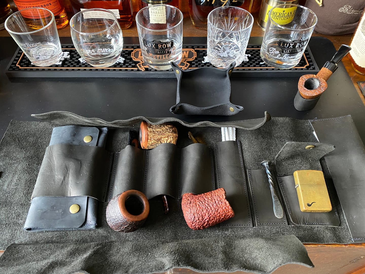 Customer photo review of Leather Pipe Rollup Pouch, Handmade Pipe Bag Full Set, Pipe Rollup Bag Complete Set For The Pipe Smoker, Matte Black