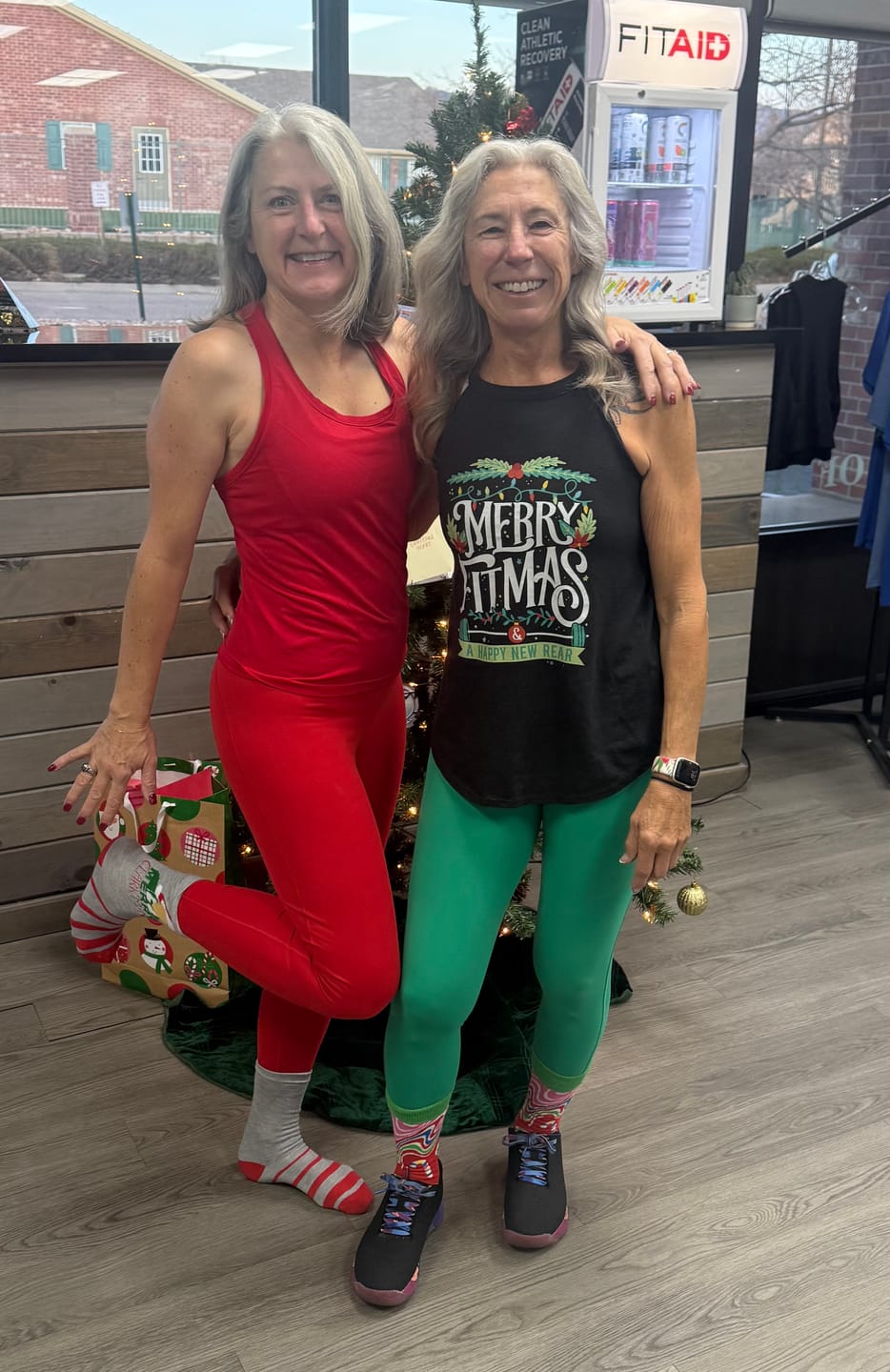 Customer photo review of Merry Fitness and Happy New Rear Rocker Tank