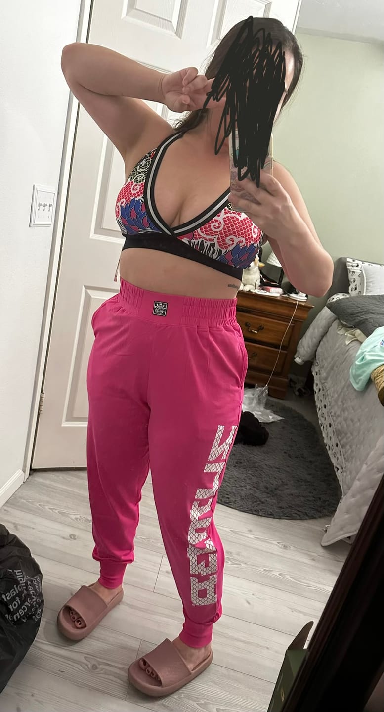 Customer photo review of Eastern Flavor Knit Drop Crotch Joggers
