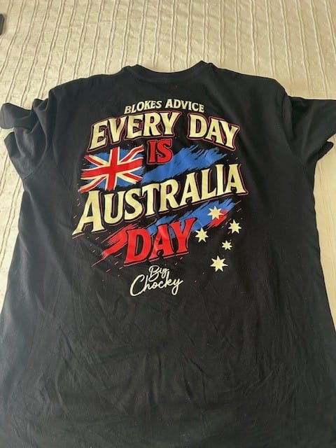 Customer photo review of Big Chocky | Aussie Day Tee
