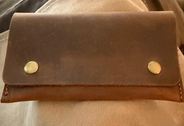 Customer photo review of Distressed Leather Tobacco Pouch: Handmade Tobacco Case