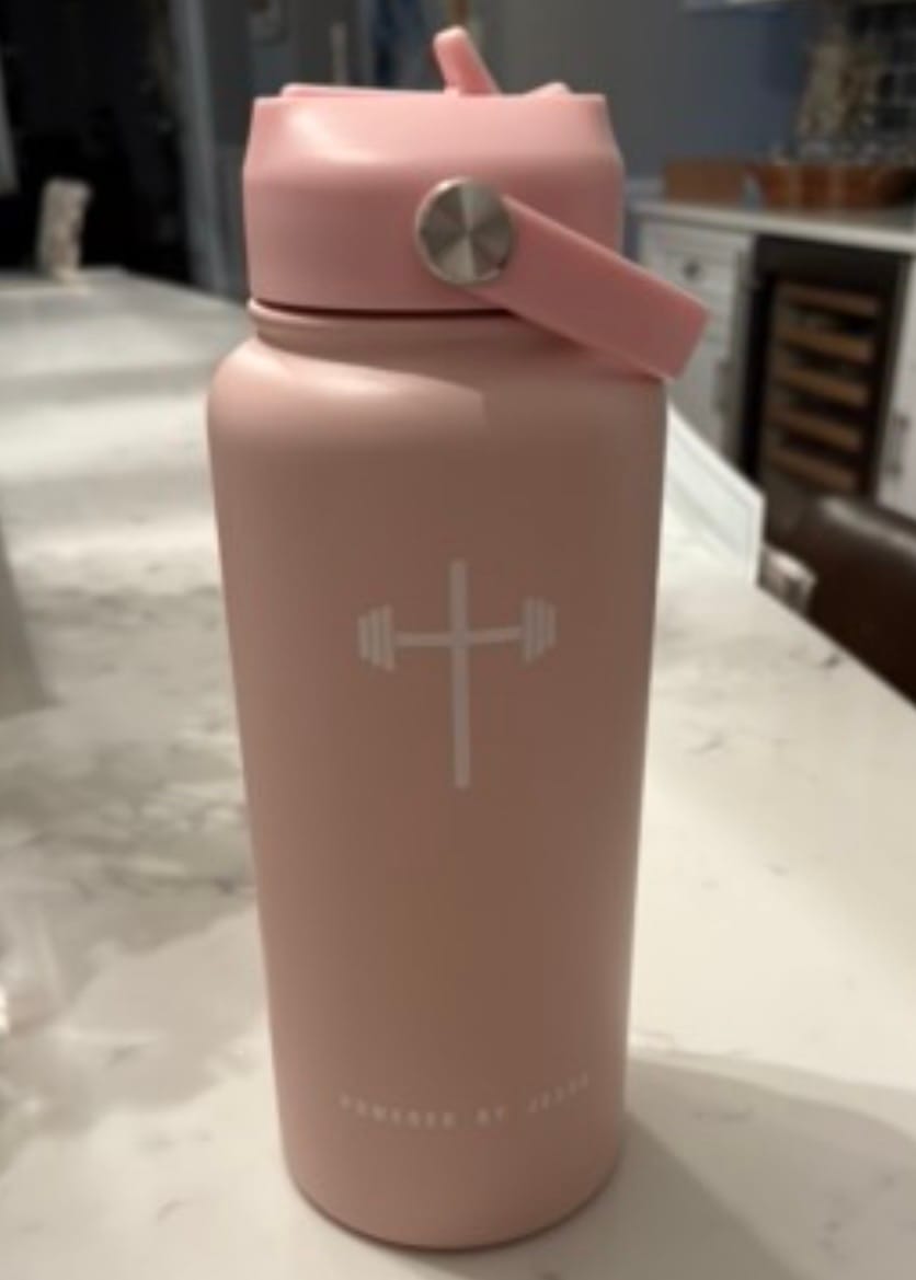 Customer photo review of Powered By Jesus 32oz Insulated Water Bottle
