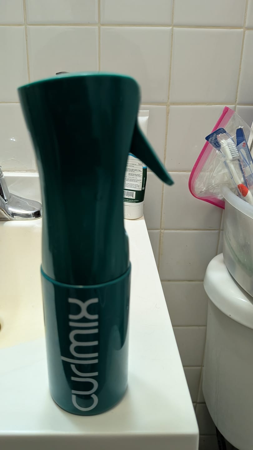 Customer photo review of CurlMix Fine Mist Spray Bottle for Curly Hair | CurlMix Must-Have