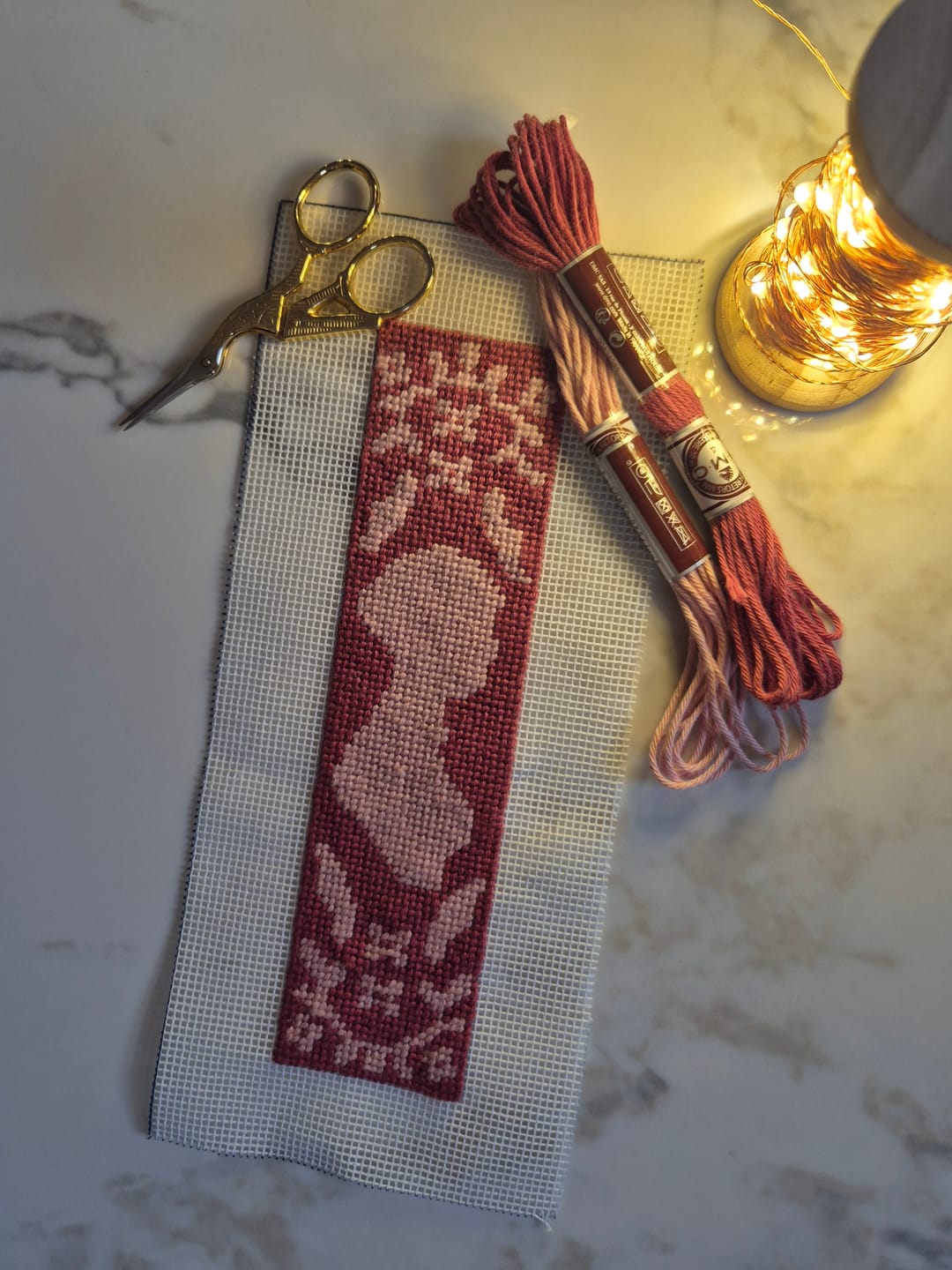 Customer photo review of Jane Austen Bookmark Needlepoint Kit