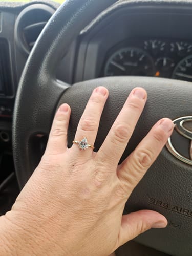 Customer photo review of Aquamarine Diamond Pear Ring in 9ct Yellow Gold