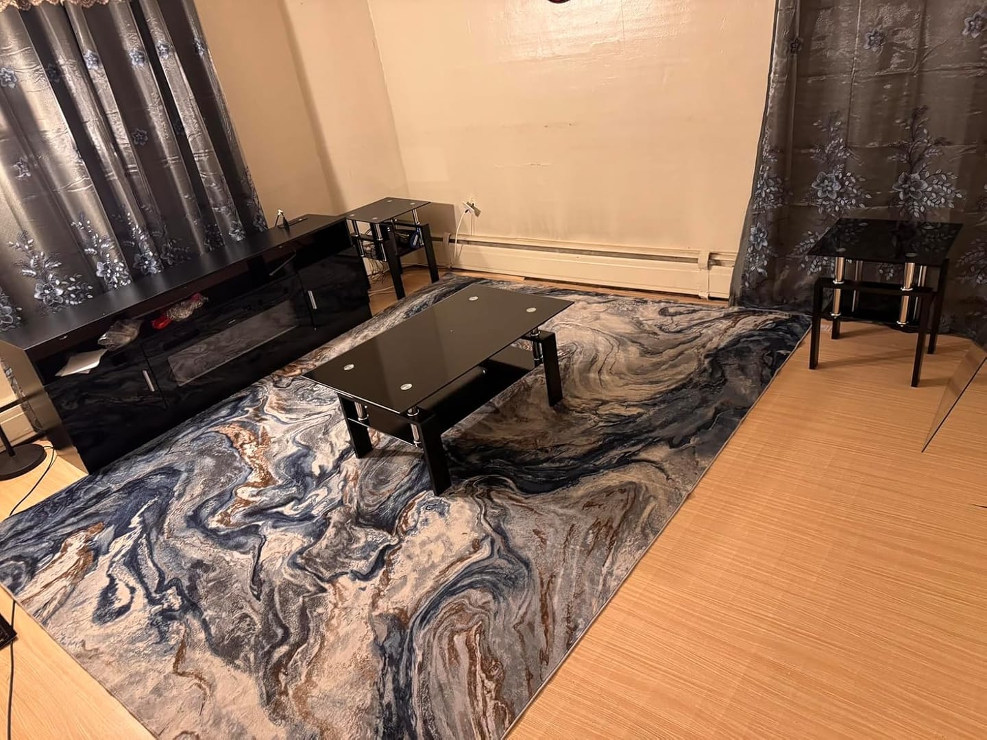 Customer photo review of Marble Washable Area Rug - Blue/Gold