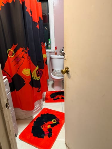 Customer photo review of Shanell Orange Shower Curtain