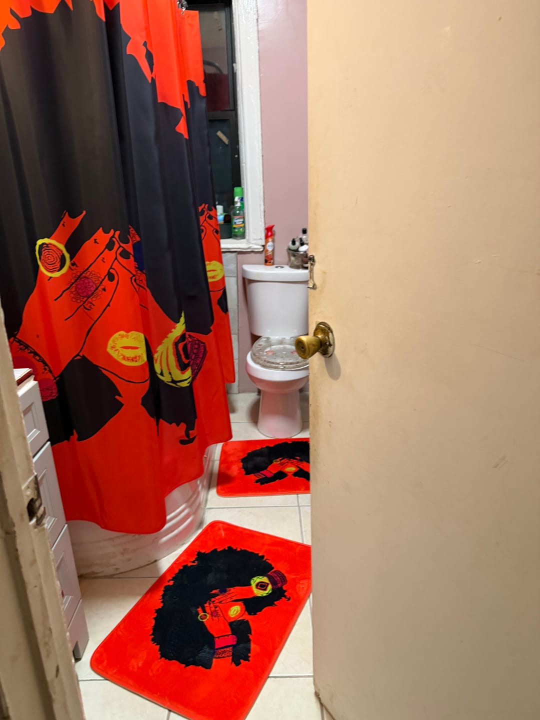 Customer photo review of Shanell Orange Shower Curtain