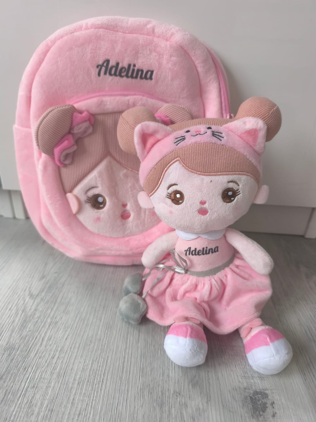 Customer photo review of Personalisierte Plüschpuppen mit Offenen Augen aus Rosa Katze