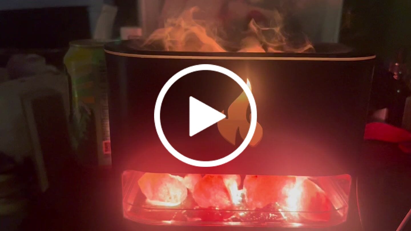 Customer video review of Himalayan Salt Fireplace Humidifier Lamp + FREE 18 Organic Essential Oils Set