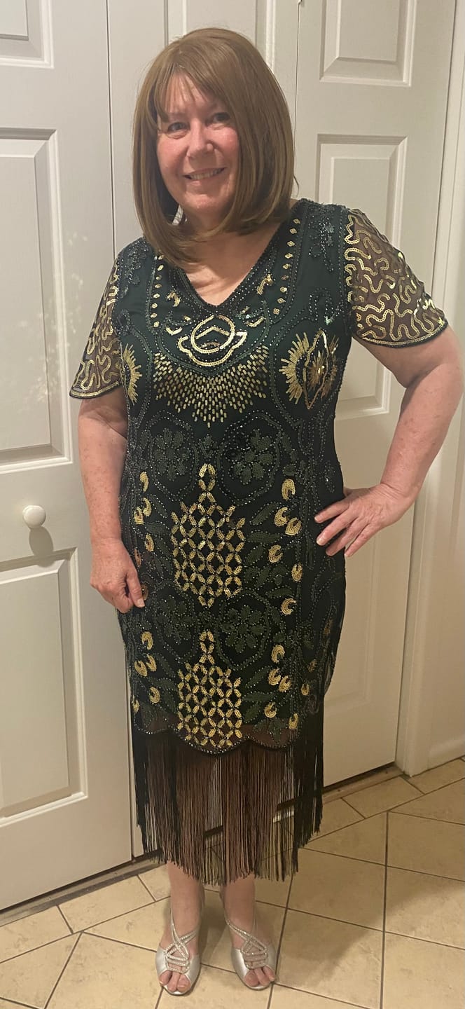 Customer photo review of Margot Plus Size Gatsby Dress - Green