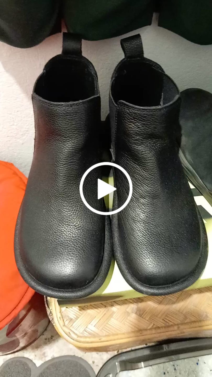 Customer video review of Women Autumn Pure Color Soft Leather Flat Boots