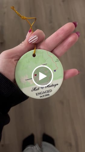 Customer video review of Engagement Ornament - Custom Map & Photo Gift Ceramic Ornament
